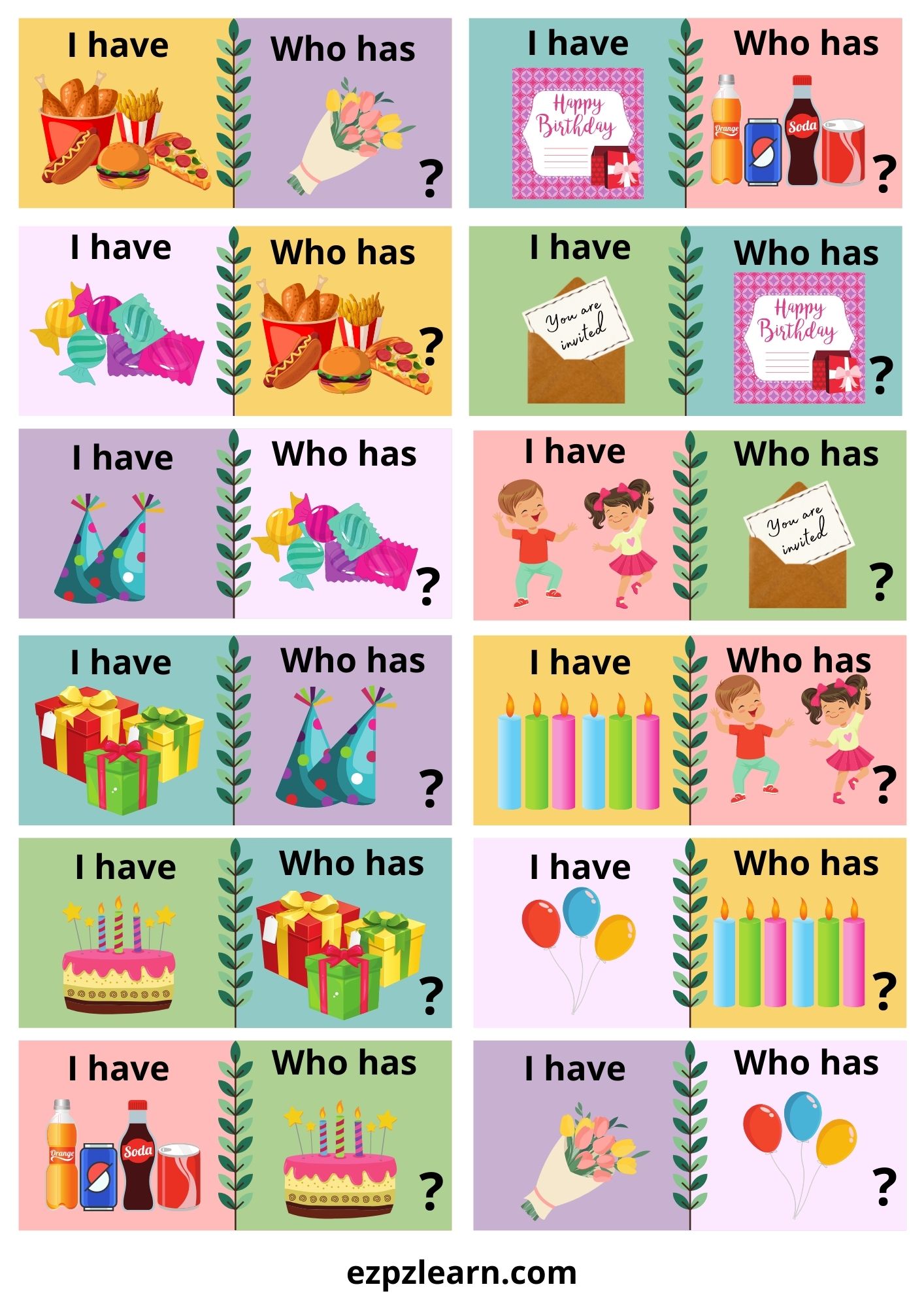 Party I have Who has Game